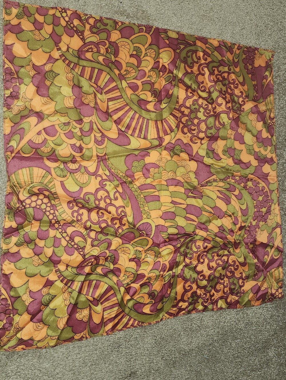 Vintage Mod Psychedelic Scarf Purple Orange Green